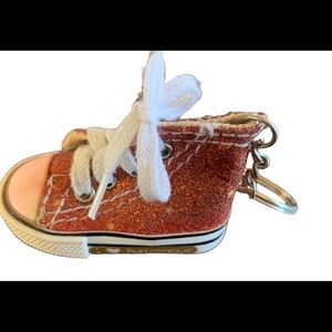 KeyChain Hight Top Shoe Orange glitter, white lace